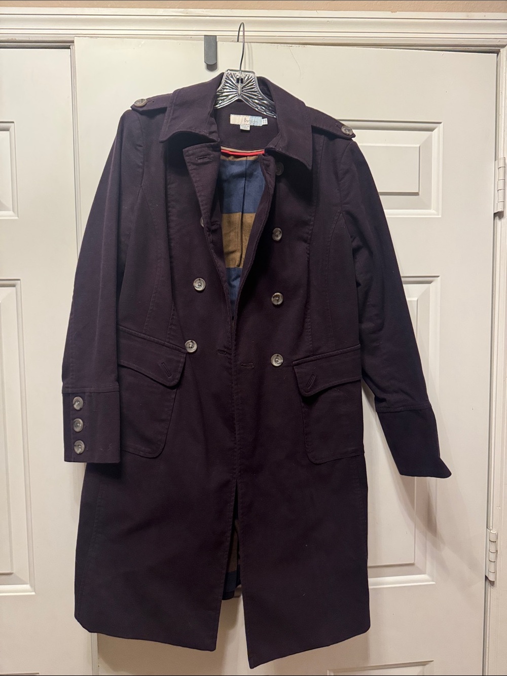 Double-Breasted Trench Coat in Deep Plum  size US10R  UK14R